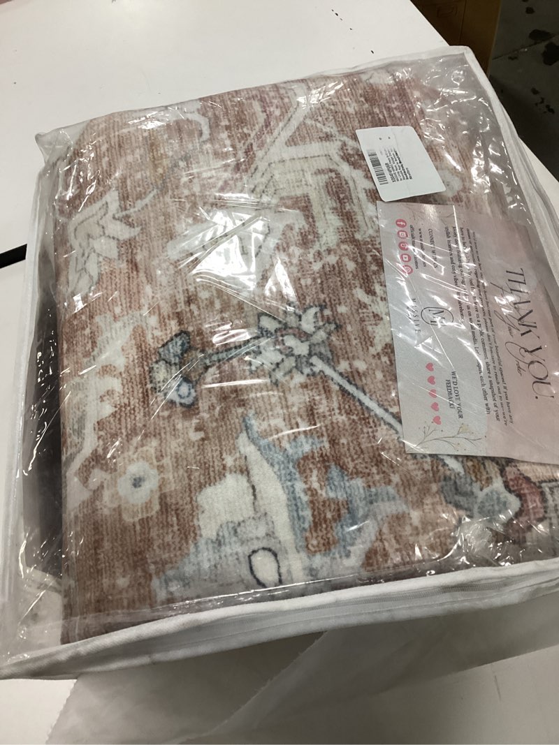 Condition photo showing New/Like New for Freyja 8x10 Large Area Rugs for Living Room, Vintage Distressed Soft Washable Rugs for Bedroom, Foldable Thin Non Slip Dining Room Table Office Boho Home Decor Aesthetic (Orange Blue) 8' x 10' (Rectangular) Orange Blue