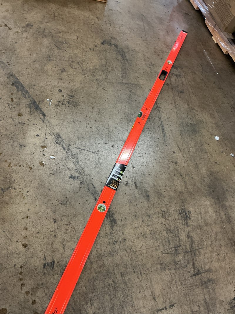 Condition photo showing As Is for johnson level aluminum 96-in 3 vial box beam level