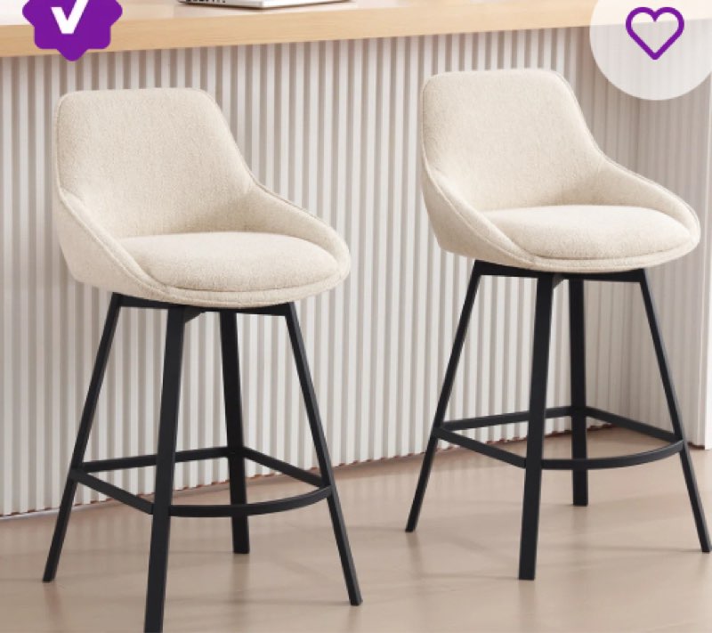 absalom swivel upholstered 25.6'' linen counter stool with metal frame (set of 2)