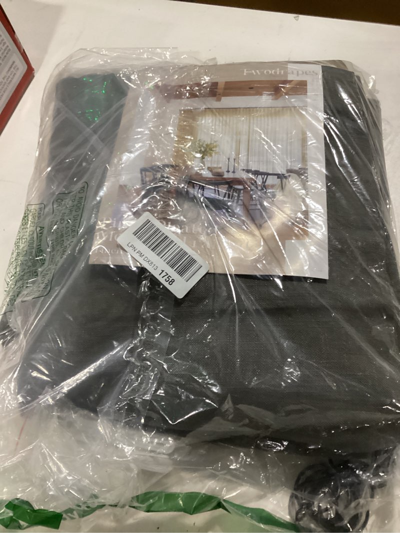 Condition photo showing Good Condition for Dark Grey Linen Pinch Pleated Curtains 102 Inches Long for Living Room Pleated Drapes Hooks Back Tab Thick Linen Textured Modern Farmhouse Charcoal Simple Gray 102 Inch Curtain for Dining Bedroom Charcoal Grey 40"W x 102"L (Pack of 2)