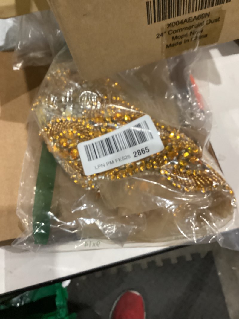 Condition photo showing Good Condition for large bodice applique sequin rhinestones fine appliques handsewing crystals and beads for dress clothes accessories 9.4x23.6inches (gold)