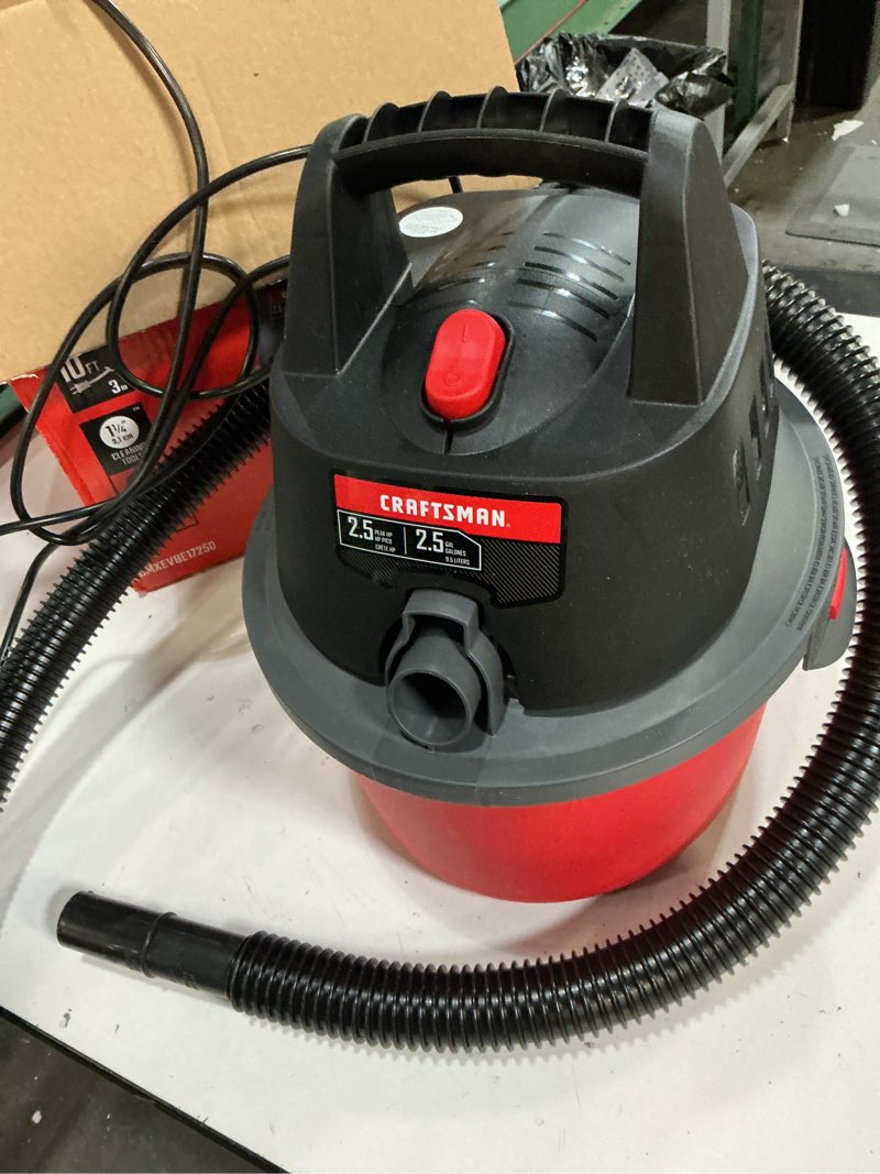 Condition photo showing Good Condition for craftsman cmxevbe17250 2.5 gallon 2.5 peak hp wet dry vac, portable shop vacuum wet and dry with filter bag, hose and attachments for cleaning in the home