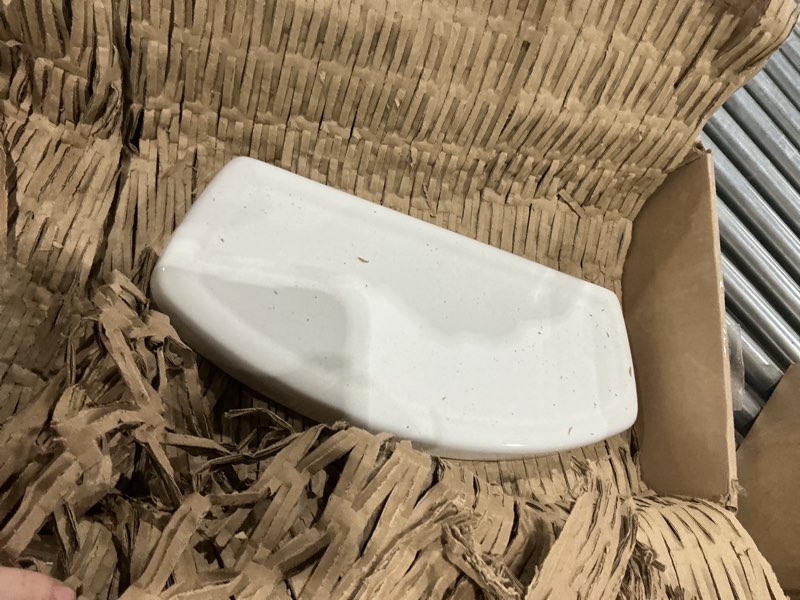 Condition photo showing As Is for american standard 735122-400.020 cadet 3 toilet tank cover, 10-in, white cadet 10 in