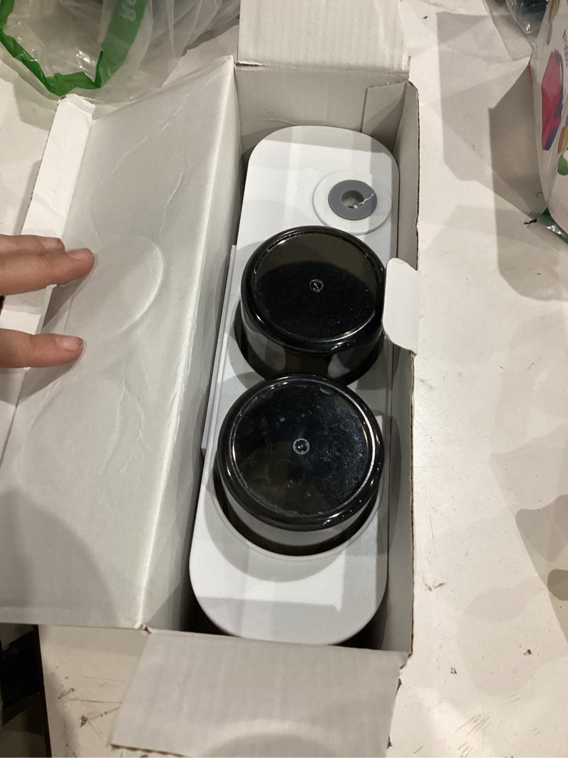 Condition photo showing As Is for toothbrush holder with uv sanitizer and toothpaste dispenser, timer display with wall mounted smart toothbrush organizer for bathroom, with 2 cups and automatic sterilization function, white