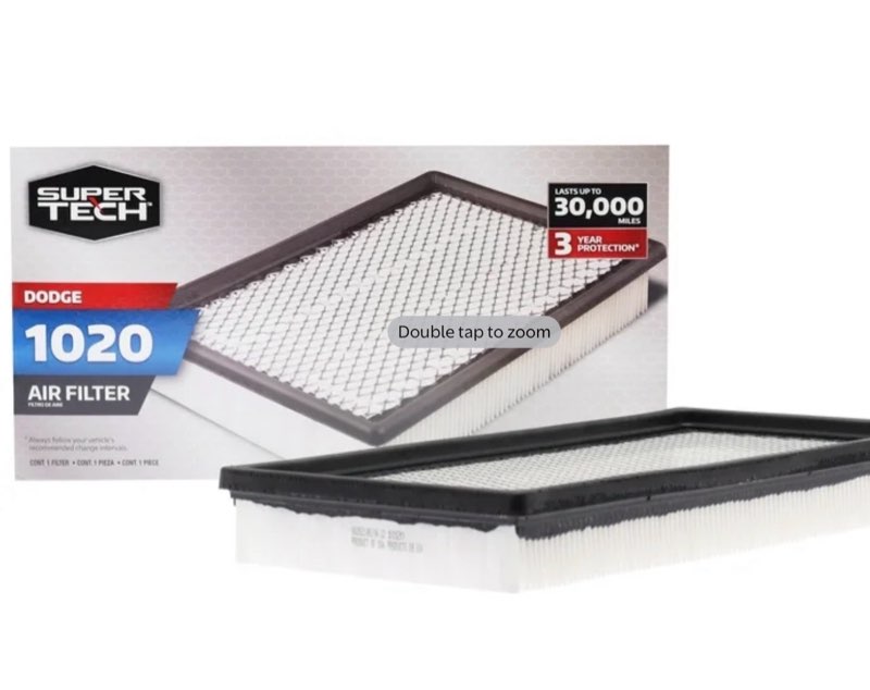 super tech 1020 engine air filter, replacement filter for chrysler or dodge fits select: 1994-2001 dodge ram 1500, 1987-2001 jeep cherokee