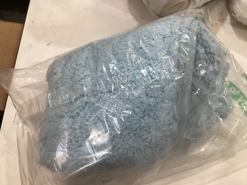 Condition photo showing New/Like New for microfiber thick bathroom rugs, flurry non slip bath rug, ultra soft plush absorbent bathroom mat, machine washable luxury toilet rug set, bath mat for tab, shower and bathroom, light blue, 24"x17" light blue 1'5" x 2' (rectangular)
