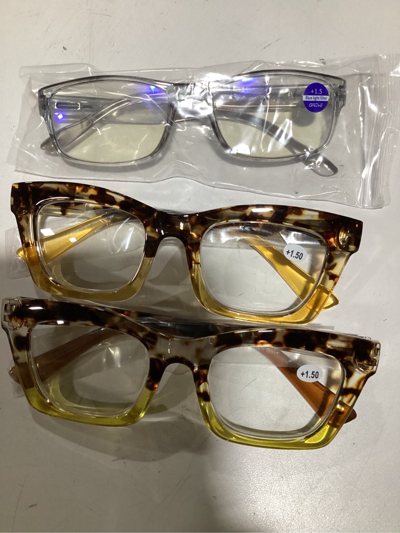 Condition photo showing New/Like New for Gaoye Professional Reading Glasses for All Day - Computer Readers with Blue Light Protection - Value Pack Dawn Stones 1.5 x