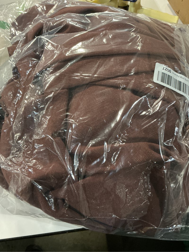 Condition photo showing Good Condition for Reddish Brown Linen Pinch Pleated Curtains 96 Inches Long for Living Room Pleated Drapes Back Tab Thick Linen Textured Boho Farmhouse Country Maroon Rust Brown 96 Inch Curtain for Dining Bedroom Chestnut Brown 40"W x 96"L (Pack of 2)