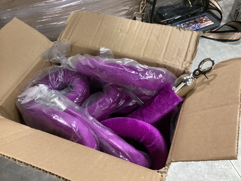 Condition photo showing Good Condition for 4p?s station set for parties - rich purple stations rope for hotel lobby vip ropes for posts with silver snap hooks velvet ropes for special events and stands queue hot pink(4pcs-silver snap ends)