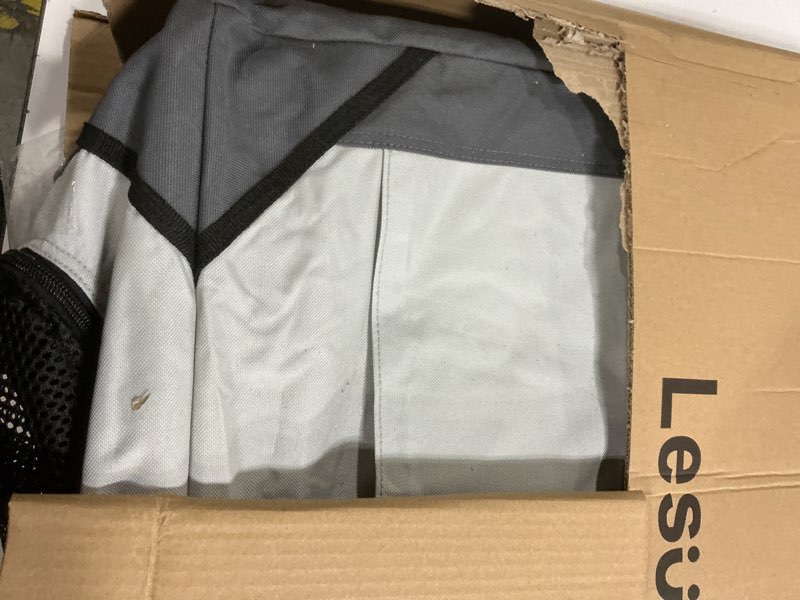 Condition photo showing As Is for Lesure Collapsible Dog Crate - Portable Travel Kennel for Medium Dog, 4-Door Pet Crate with Mesh Windows, Indoor & Outdoor, Light Gray 30.0"L x 21.0"W x 21.0"H Light Grey