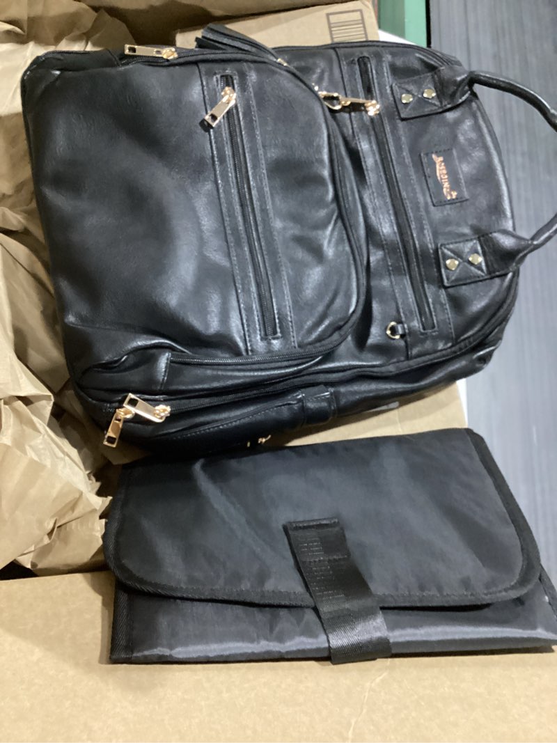 Condition photo showing Good Condition for Premium Vegan Leather Diaper Bag Backpack with Waterproof Changing Pad, Reinforced Zippers & Odor-Free, 20 Pockets Pro Organizer, Fits 15.6" Laptop, Stroller Straps, Baby Bag for Mom, Black