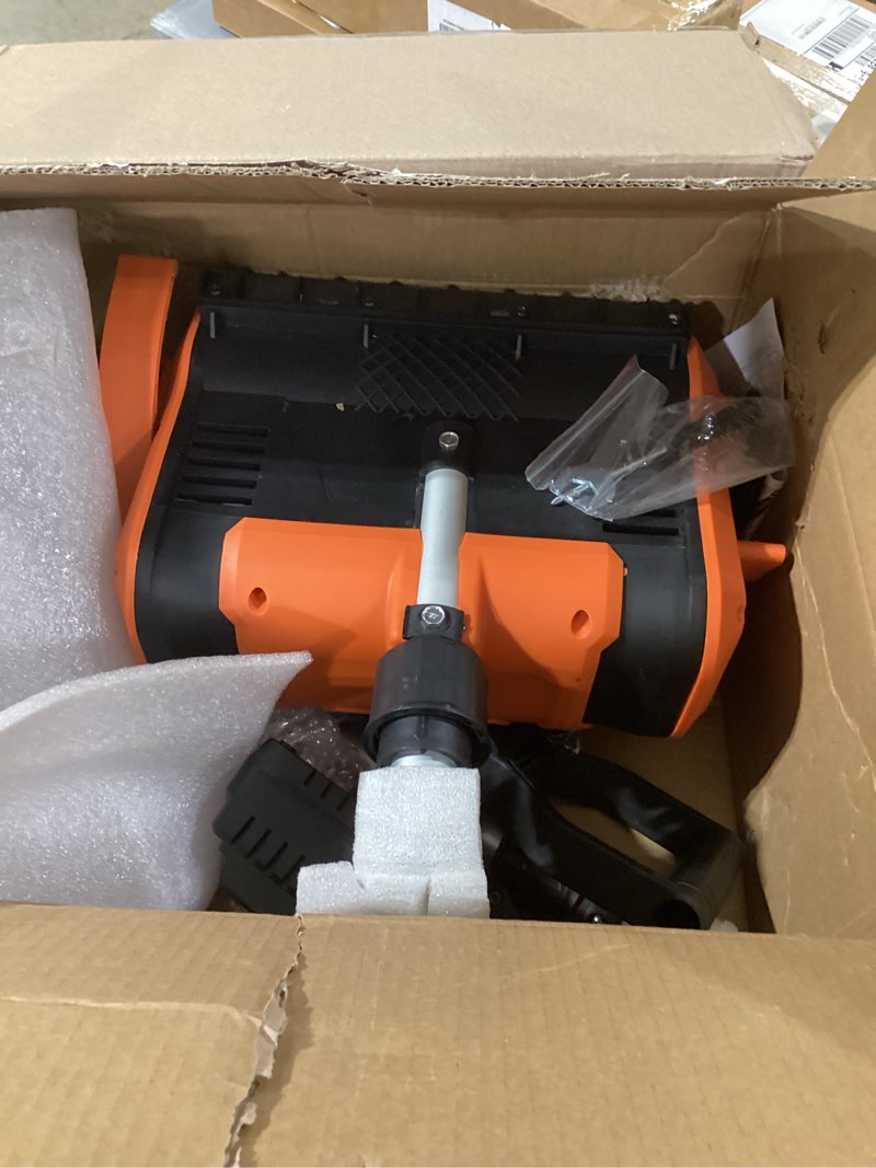 Condition photo showing Good Condition for cordless snow shovel, electric snow shovel 12" width 6.7" depth cleaning and 20ft throwing distance, 4 ah 21v battery brushless snow mover with adjustable front handle for driveway, steps, patio