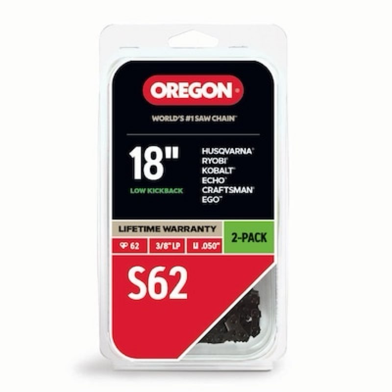 oregon s62t 2 -pack 62 link replacement chainsaw chain for 18-in , 0.05-in gauge , 3/8-in pitch