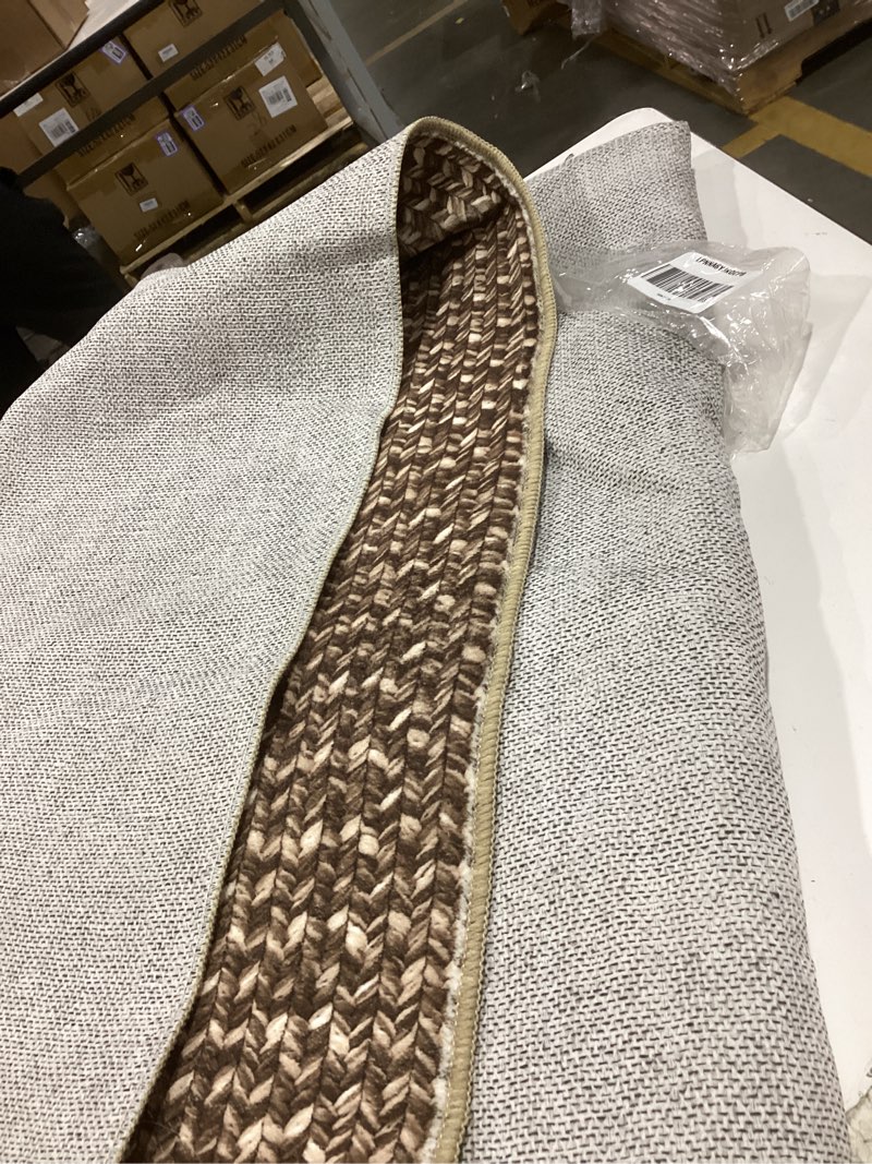 Condition photo showing As Is for GlowSol Washable Rug for Living Room 5x7 Non-Slip Non-Shedding Bordered Carpet, Low Pile Stain-Resistant Carpet, Washable Modern Braided Print Area Rug for Bedroom Dining Room Kitchen, Natural Brown/Natural 5' x 7' (Rectangular)