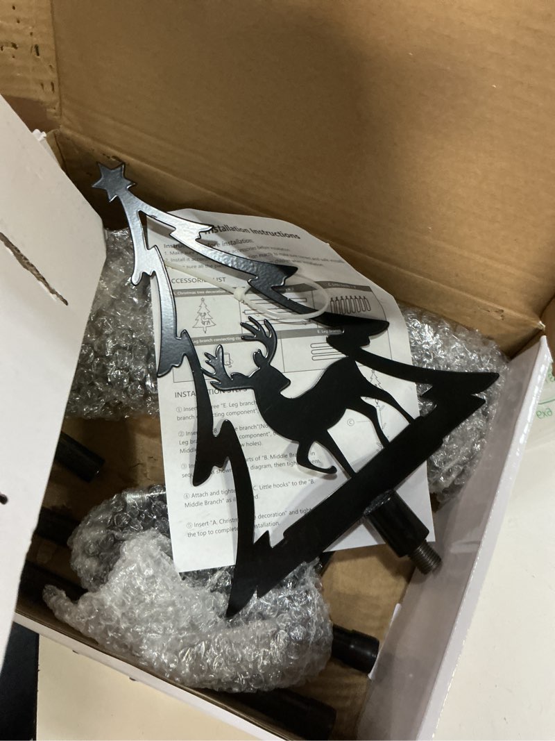 Condition photo showing Good Condition for Christmas Stocking Holder Stand for Floor, 54 in Free Standing Christmas Stocking Rack Holders Tree with 8 Hangers for Scarf Belt Hat Purse Xmas Holiday Decor Tool-free Assembly Max Loading 50 LBS