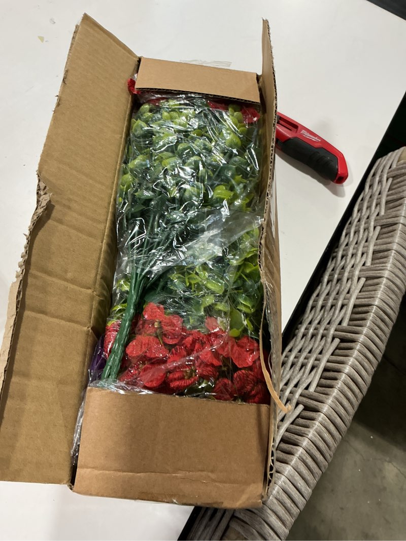 Condition photo showing Good Condition for 20pcs uv resistant artificial flowers outdoor, realistic faux greenery shrubs with rust-proof stems - waterproof fade-proof hanging plants for garden, porch, patio, cemetery decor (all-season durable) mix