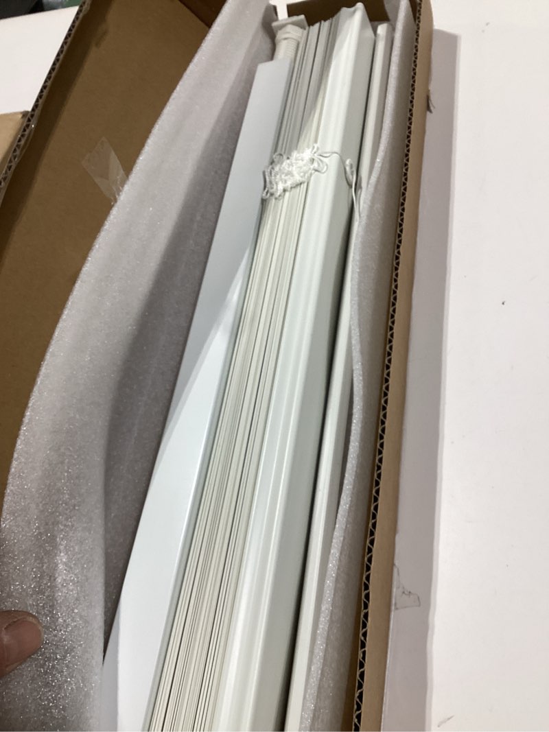 Condition photo showing Good Condition for myshade no-drill cordless horizontal mini blinds – 23.5" w x 48" h tool-free inside mount window blinds with 1" vinyl slats, light filtering & privacy, child & pet safe, white cordless-white 23.5" w x 48" h