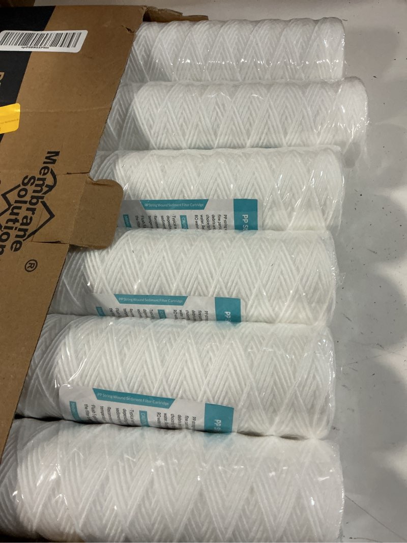Condition photo showing Good Condition for membrane solutions 5 micron 10"x2.5" string wound whole house water filter replacement cartridge universal sediment filters for well water - 6 pack