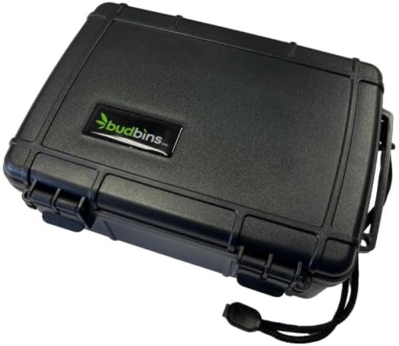 Budbin Waterproof Smell Proof Travel Storage Box - Black ABS Plastic Storage Container with Lock - Portable Waterproof Box - Padded Storage Box