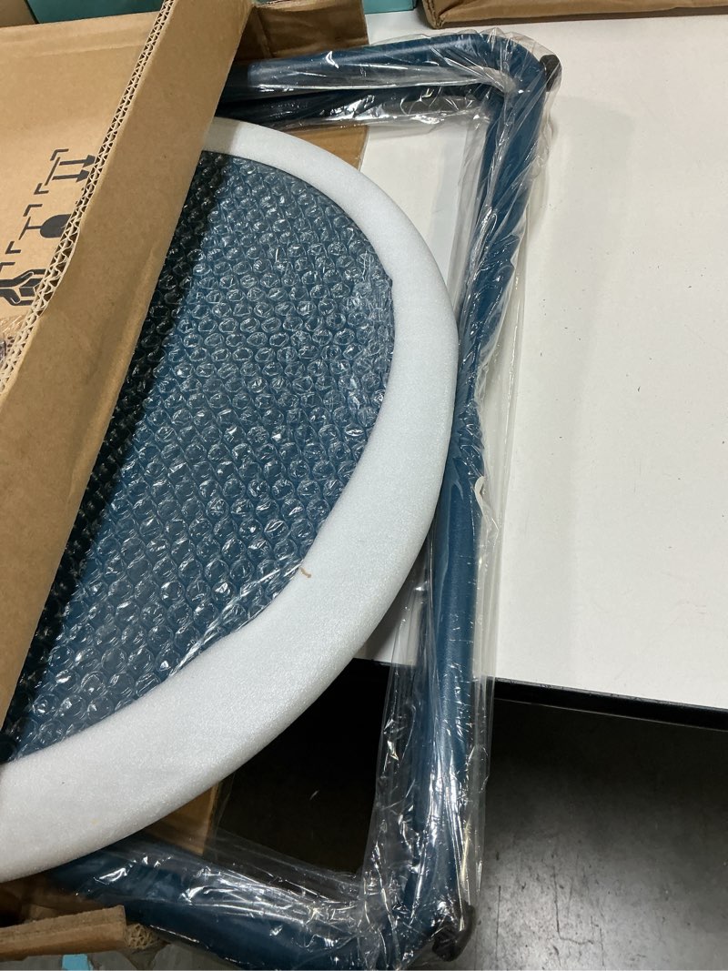 Condition photo showing New/Like New for bonosuki patio round side table, modern industrial style w/metal frame, blue navy