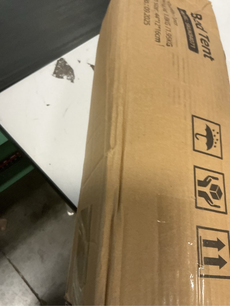 Condition photo showing New/Like New for Twin Bed Tent, Bed Canopy Bunk Bed Tent with Stars Light & Flags, Breathable Sleeping Tent, Privacy Space Dream Playhouse for Indoor Bedroom Floor, Portable Foldable Play Tent with Storage Bag, Pink