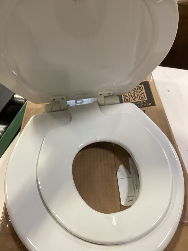 Condition photo showing Good Condition for Mayfair NextStep2 Toilet Seat with Built-In Potty Training Seat, Slow-Close, Removable that will Never Loosen, Elongated, White Elongated (1-Pack) 1-Pack