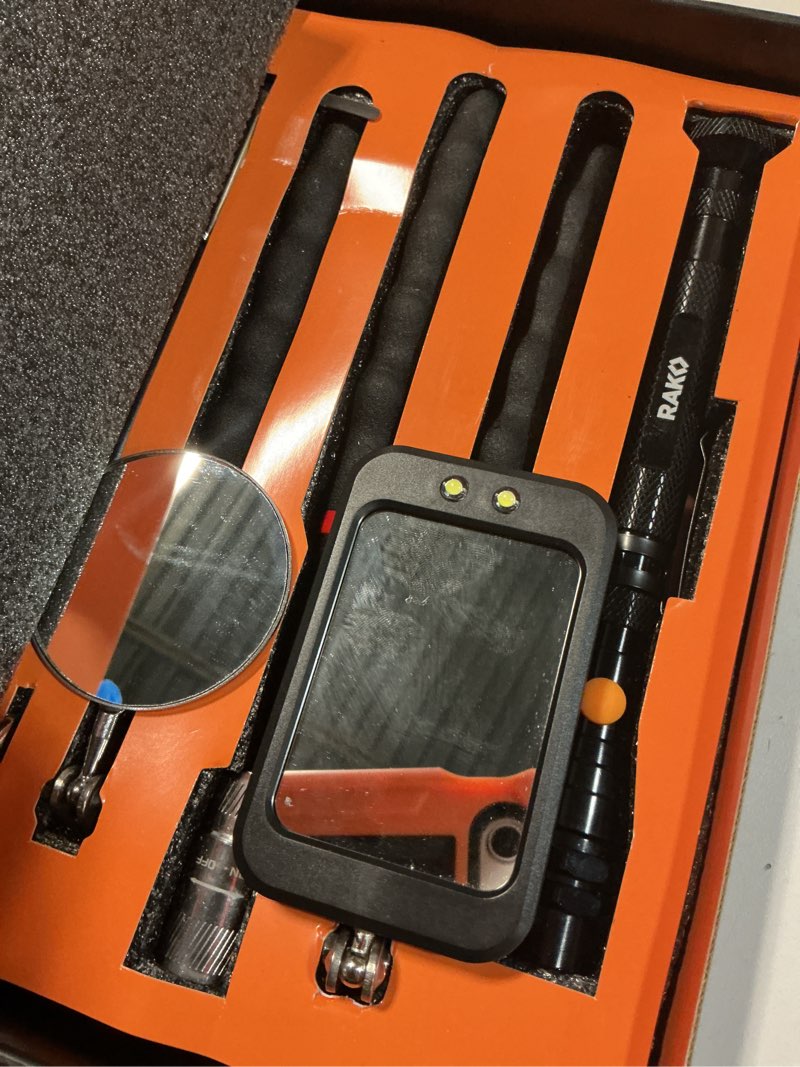 Condition photo showing Good Condition for RAK Magnetic Pickup Tool Set Gifts for Men - 5Pcs with 360 Swivel Inspection Mirrors, Telescoping Magnet Pickup Tool, Flexible LED Flashlight, Mechanic Tools & Cool Gadgets for Men, Dad, Husband 5 Pcs Magnetic Pickup Tool Set