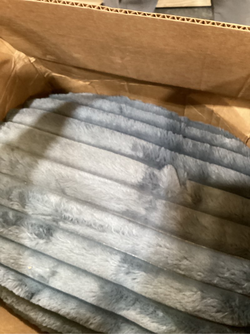 Condition photo showing As Is for amywtb headboard pillow + a long neck roll pillow body pillow?faux fur headboard wedge pillow with removable cover (gray, twin?39x8x20 inches) gray twin?39x8x20 inches
