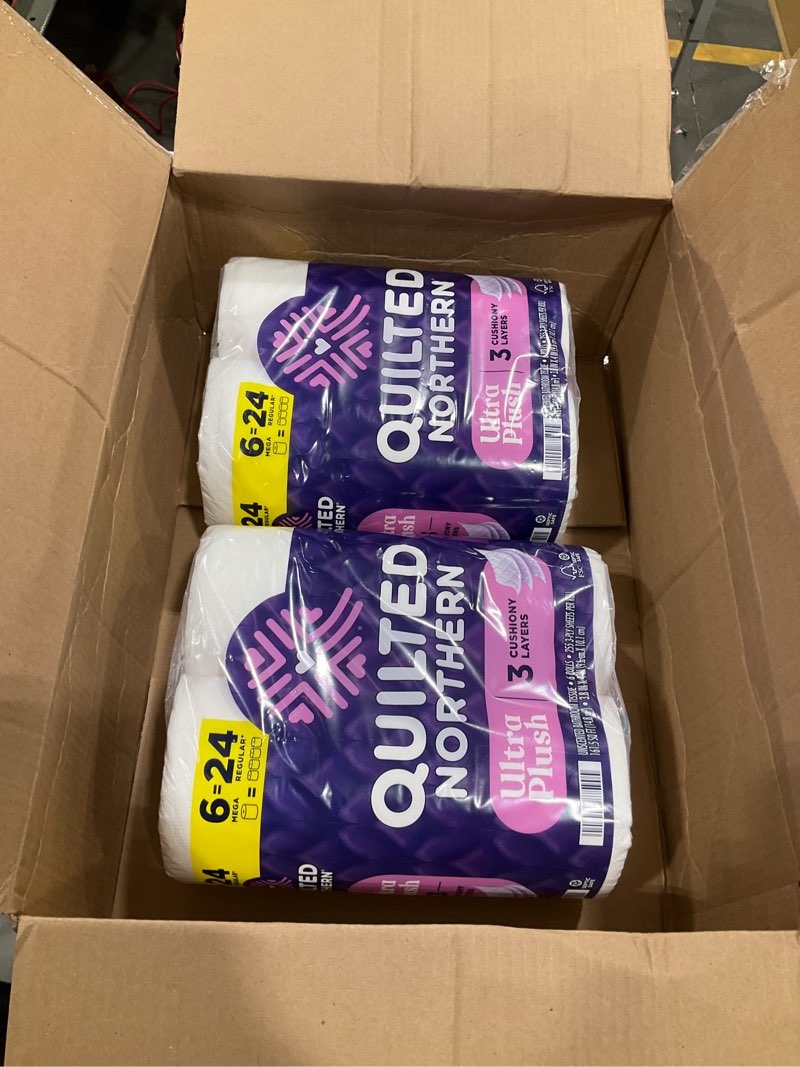 Condition photo showing As Is for Quilted Northern Ultra Plush Toilet Paper, 24 Mega Rolls = 96 Regular Rolls, 3X Thicker*, 3 Ply Soft Toilet Tissue Mega 24 Mega Rolls (Pack of 1)