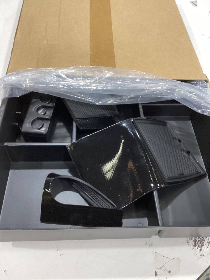 Condition photo showing Good Condition for runroad center console organizer full cover tray compatible with toyota tundra 2014-2020 2021 accessories, abs coin holder secondary storage box insert armrest console tray, black