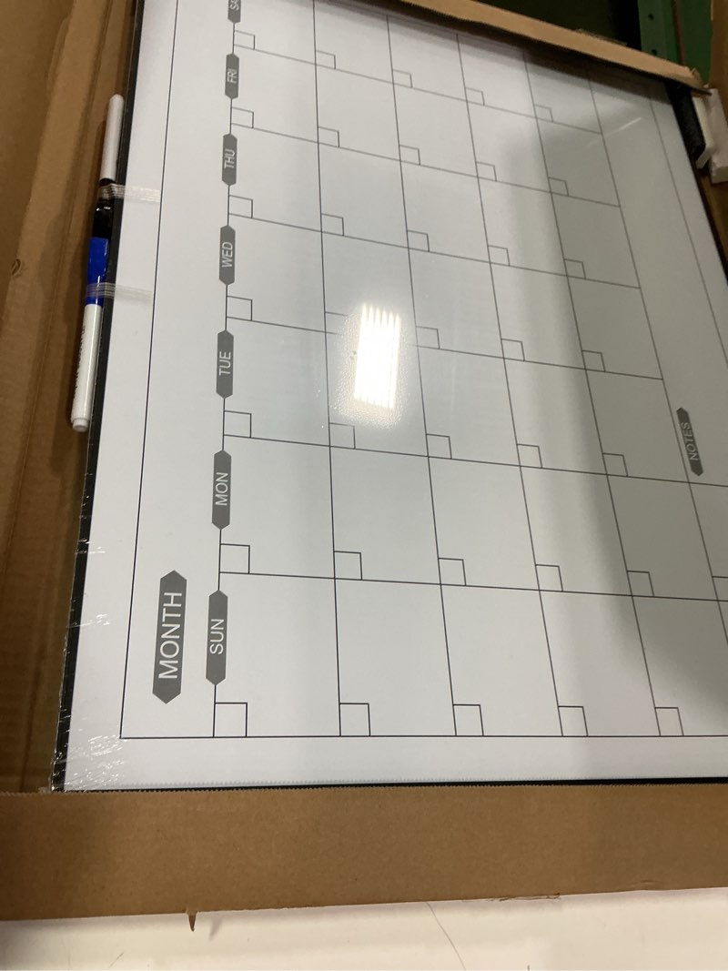 Condition photo showing New/Like New for ARCOBIS Monthly Calendar Whiteboard, 24" x 18" Magnetic Dry Erase Calendar with Black Frame, Wall Hanging Planner for Home, Office, School Black 24" x 18"