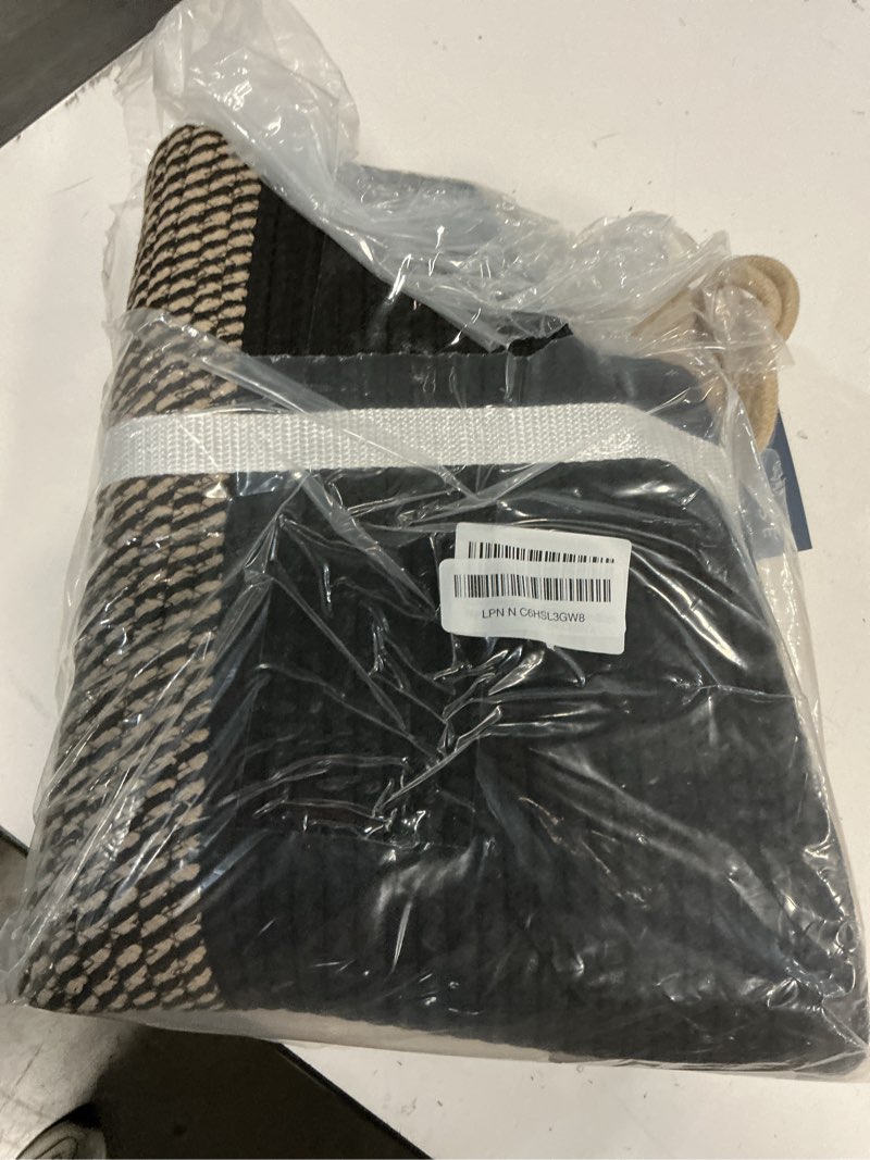 Condition photo showing Good Condition for comse extra large blanket basket, tall woven storage basket, nursery hamper, 15.7”x 21.7”, cotton rope laundry hamper for toys clothes towels, brown/black brown & black