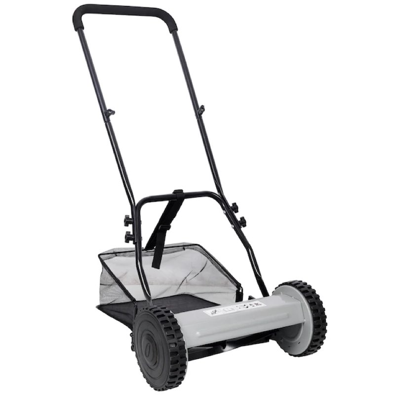 wooakway 14 inch 5 blade push reel lawn mower with grass catcher gray