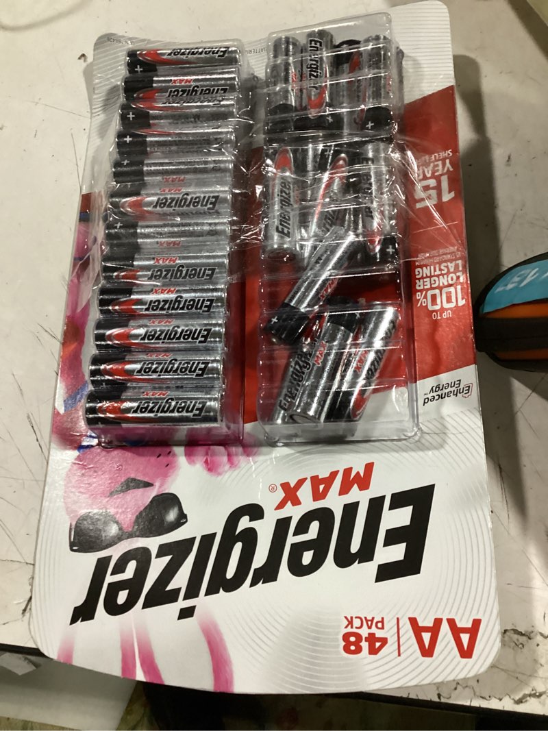 Condition photo showing As Is for energizer max aa batteries, 48 pk.