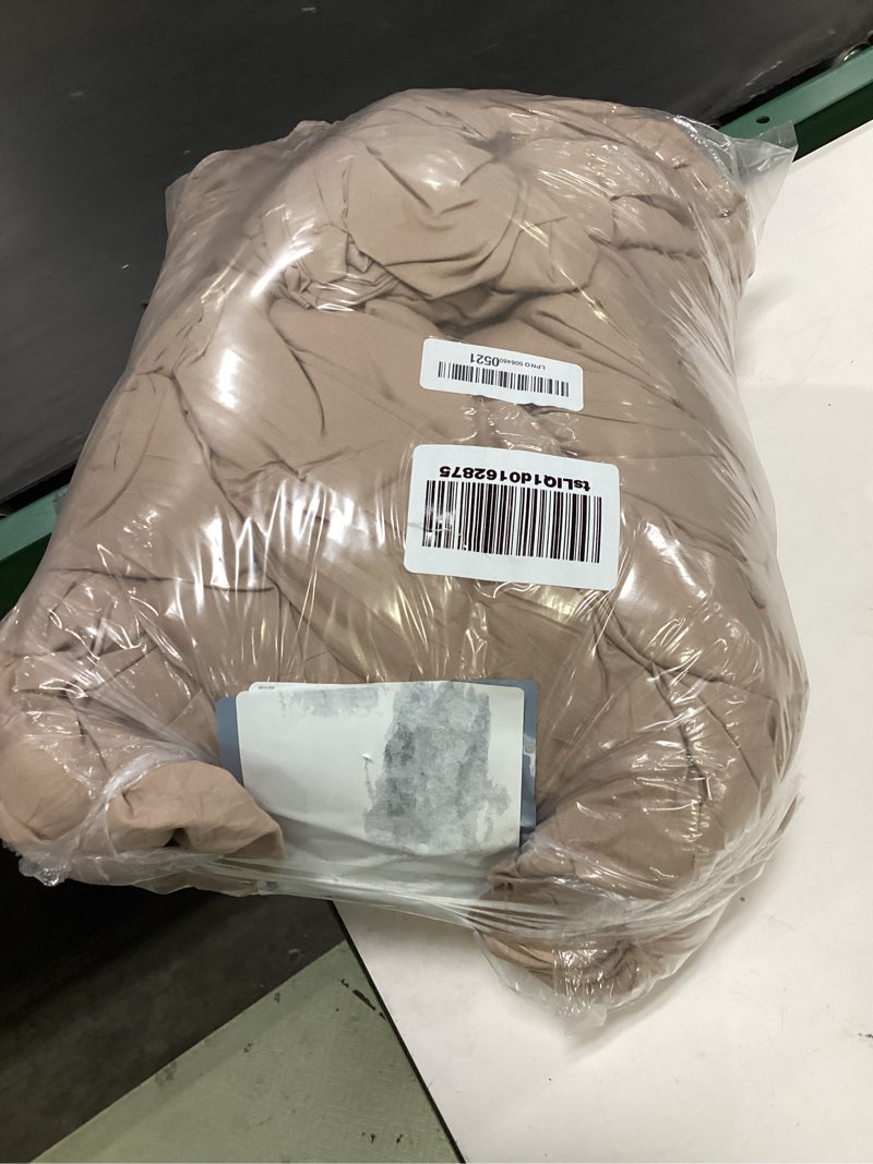Condition photo showing As Is for cozylux full size comforter set taupe, 3 pieces solid breathable quilted bedding sets, luxury lightweight soft bed set with down alternative comforter and 2 pillowcases for all seasons taupe full