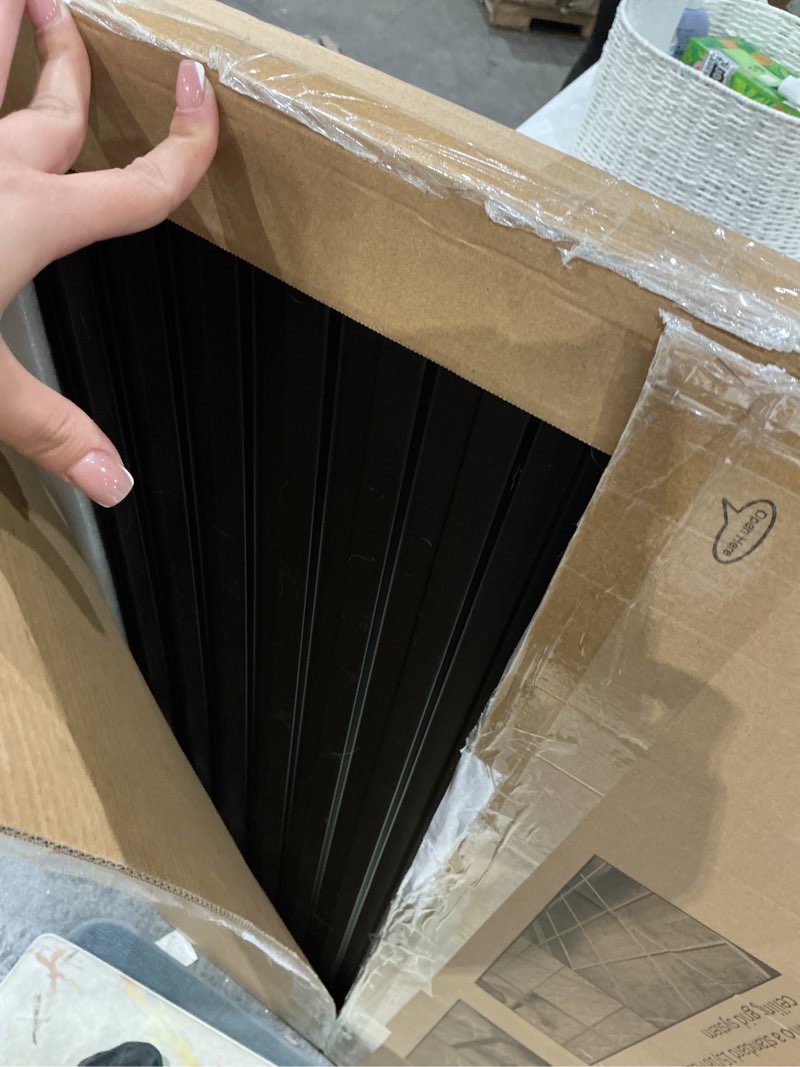 Condition photo showing Good Condition for art3d 6-pack slat design 3d wall panels for interior wall decor, 2x4 ft pvc decorative drop ceiling tiles - black 24 x 48in. oblong - black 6