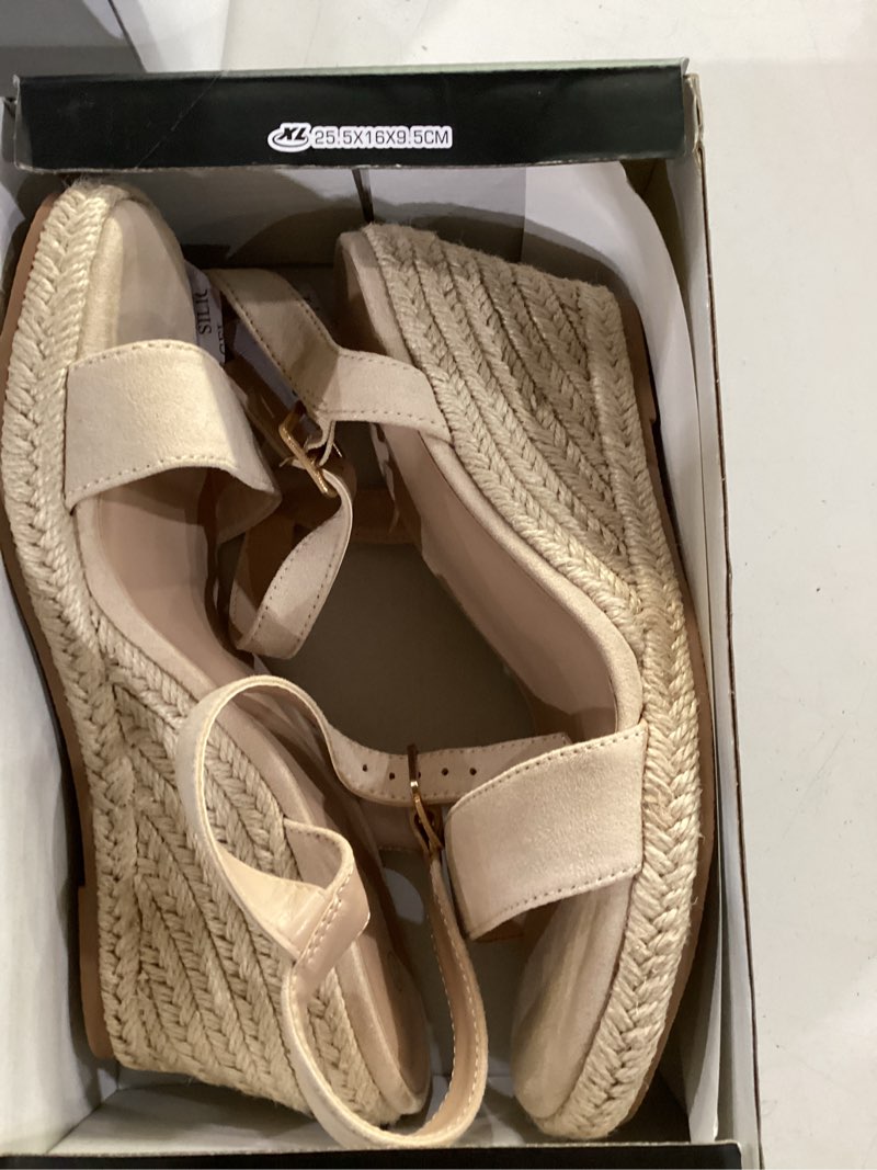 Condition photo showing Good Condition for mysoft women's platform espadrille wedge sandals square open toe ankle strap buckle casual summer dressy sandals 7 nude