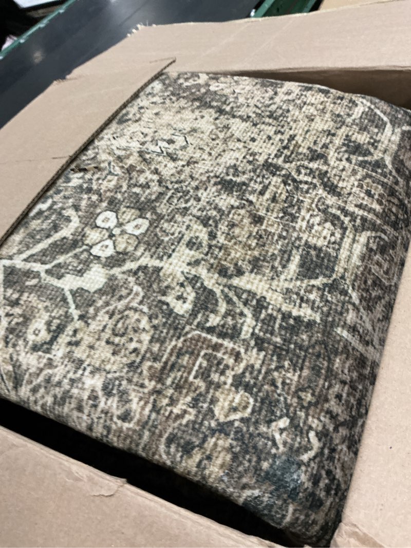 Condition photo showing Good Condition for vintage area rug 8x10 brown washable living room large carpet non slip bedroom indoor office low pile traditional distressed retro accent rug for dining room 8' x 10' (rectangular) accent brown