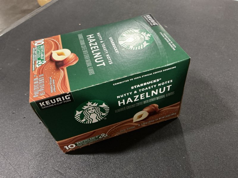 Condition photo showing New/Like New for Starbucks K-Cup Coffee Pods, Hazelnut Flavored Coffee, Naturally Flavored, 100% Arabica, 1 box (10 pods)