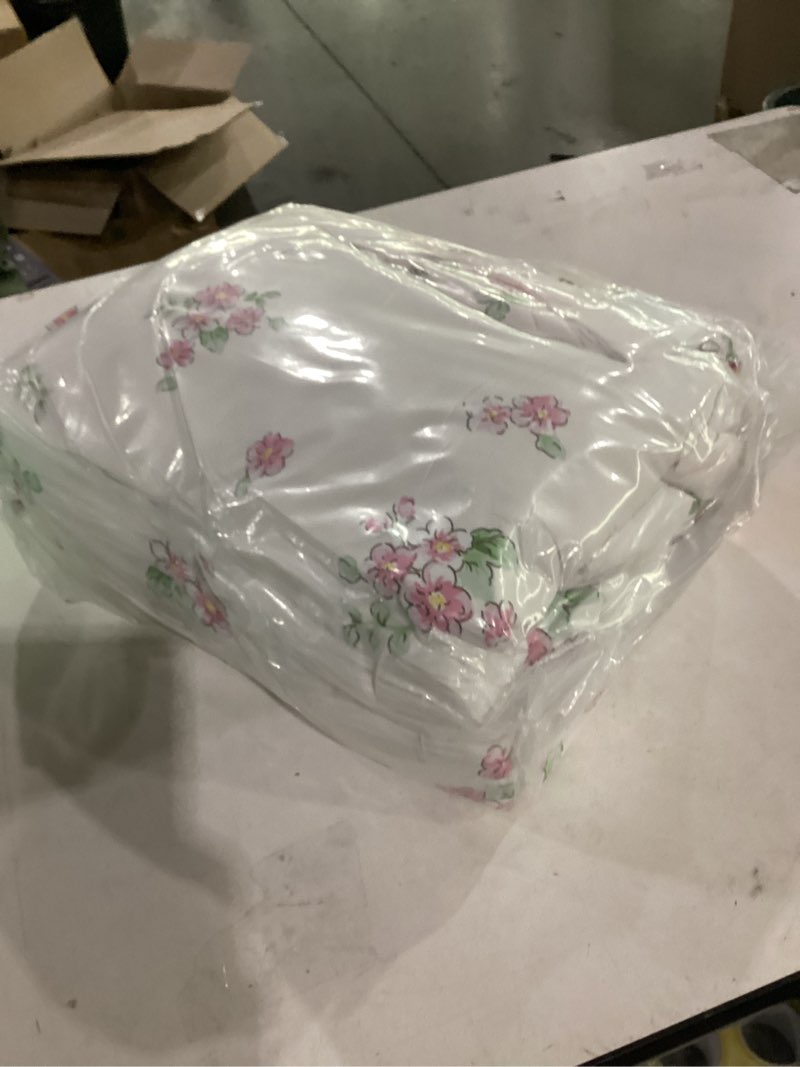 Condition photo showing Good Condition for joyreap twin size comforter set for girls, floral pink n white design, 3pcs microfiber princess bedding comforter set for all season- 68x88 inches flowers twin- 68"x88"