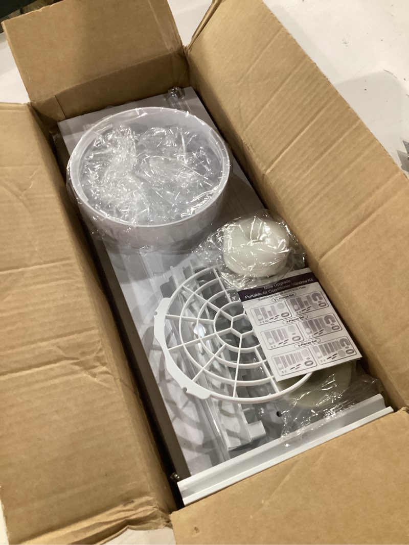 Condition photo showing Good Condition for portable air conditioner door vent kit, ac window vent seal kit suitable for 5.9” ac exhaust hose, mobile a/c unit vent kit with 6 adjustable seal plates for sliding door/window