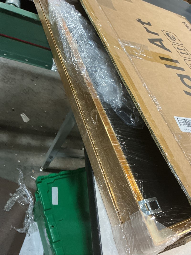 Condition photo showing Good Condition for Framed Modern Luxury Large Gold Wall Art for Living Room, Set of 3 Piece Contemporary Paintings Artwork for Walls, Golden Leaf Prints with Gold Frame, Pictures for Office Wall Decor - Total 30" x 60" 20" W x 30" H x 3Pcs Gold Leaf