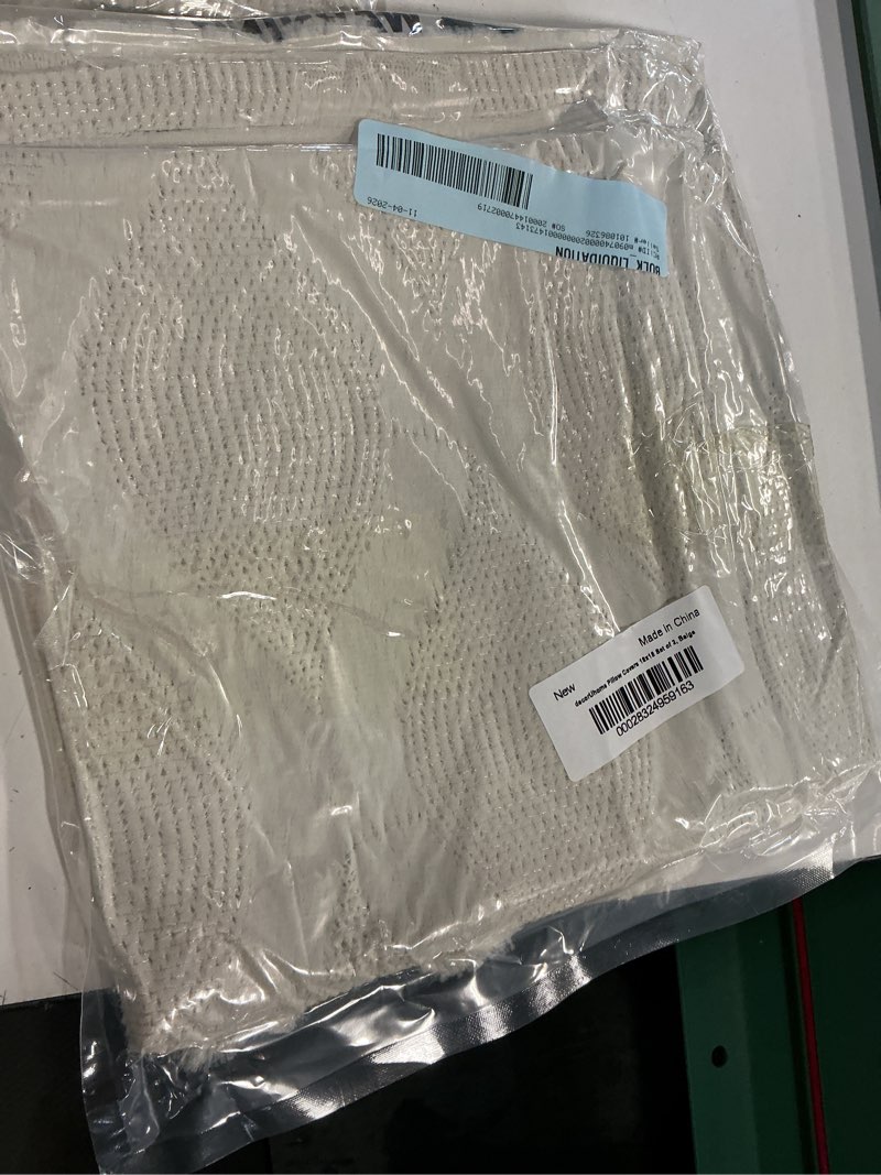 Condition photo showing New/Like New for decoruhome decorative throw pillow covers 18x18 set of 2, soft plush faux fur wool pillow covers for couch, cream white