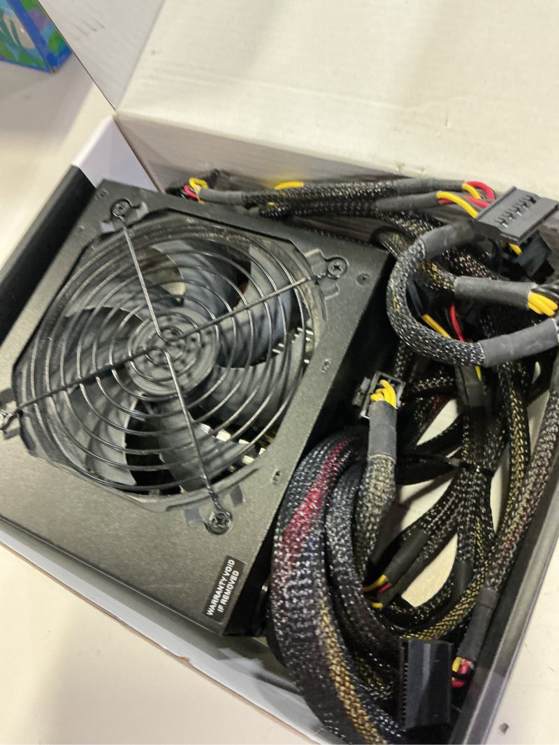 Condition photo showing As Is for thermaltake smart 500w 80+ white certified psu, continuous power with 120mm ultra quiet cooling fan, atx 12v v2.3/eps 12v active pfc power supply ps-spd-0500npcwus-w 80 + white 500w