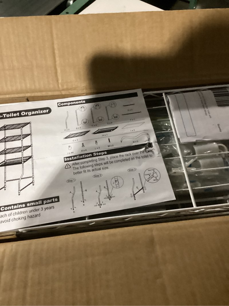 Condition photo showing Good Condition for EAGMAK 4 Tier Over The Toilet Storage Rack, Bathroom Organizers and Storage Over Toilet with Adjustable Shelf and Basket, Above Toilet Storage Bathroom Cabinet for Small Space (White) White Modern