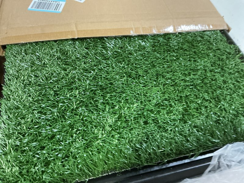 Condition photo showing Good Condition for petmaker artificial grass puppy pee pad for dogs and small pets with tray - 20x30 inches washable 3-layer reusable indoor dog potty grass training pad, easy clean pet housebreaking potty solution large 3-layer system