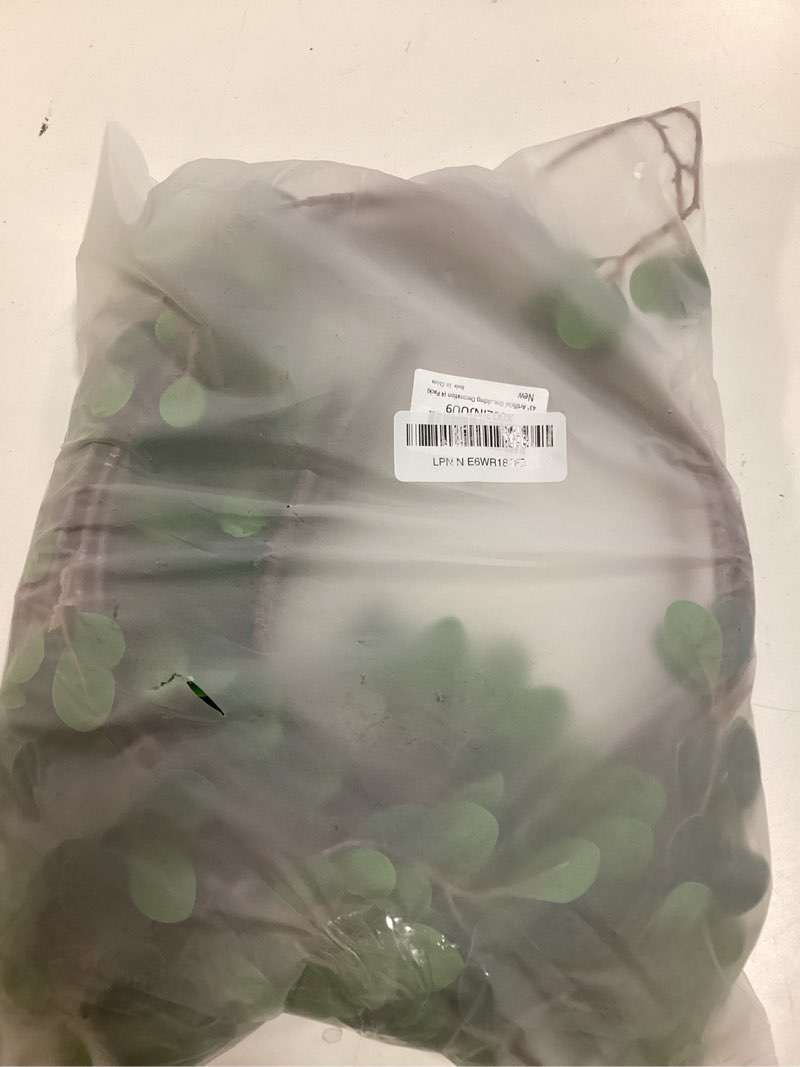 Condition photo showing Good Condition for ollain 43" artificial greenery stems plants faux leaf green eucalytus branches ficus twig fern fake green bushes shrubs for home party wedding decoration (4 pack)