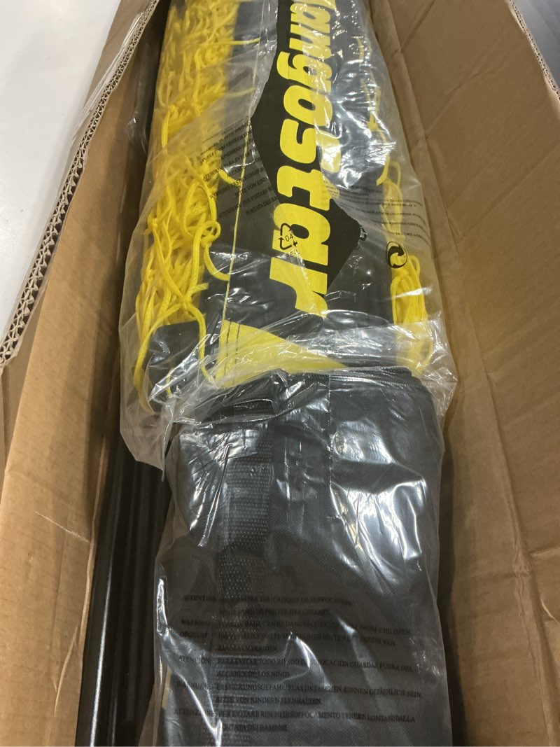 Condition photo showing Good Condition for mangostar soccer goal, 12x6 ft soccer goal for backyard portable net collapsible metal base, quick set up soccer net for indoor outdoor practice training with carry bag