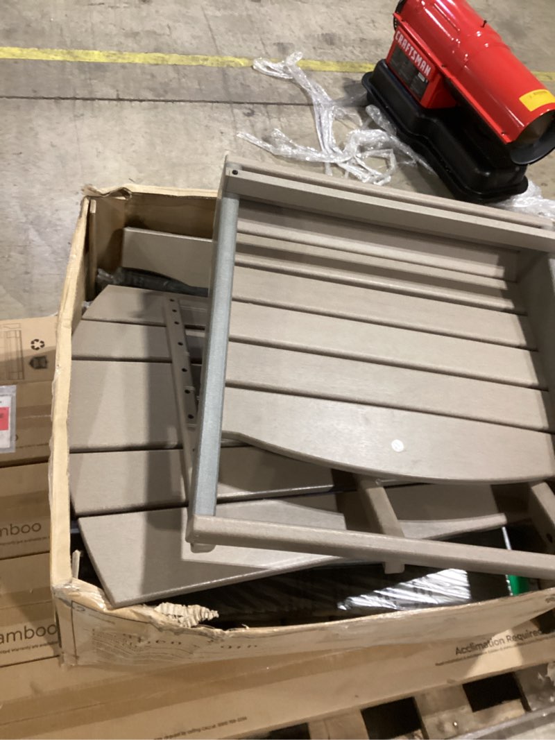 Condition photo showing As Is for allen + roth langston set of 2 brown and grey hdpe frame stationary dining chair with slat