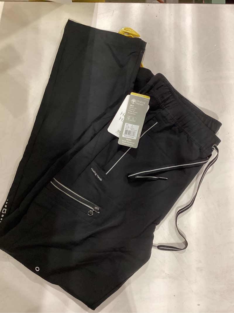 Condition photo showing Good Condition for healing hands medical scrub pant for men noah bottoms with 7 pockets, moisture wicking, 360° stretch & recycled fibers 9173 small black